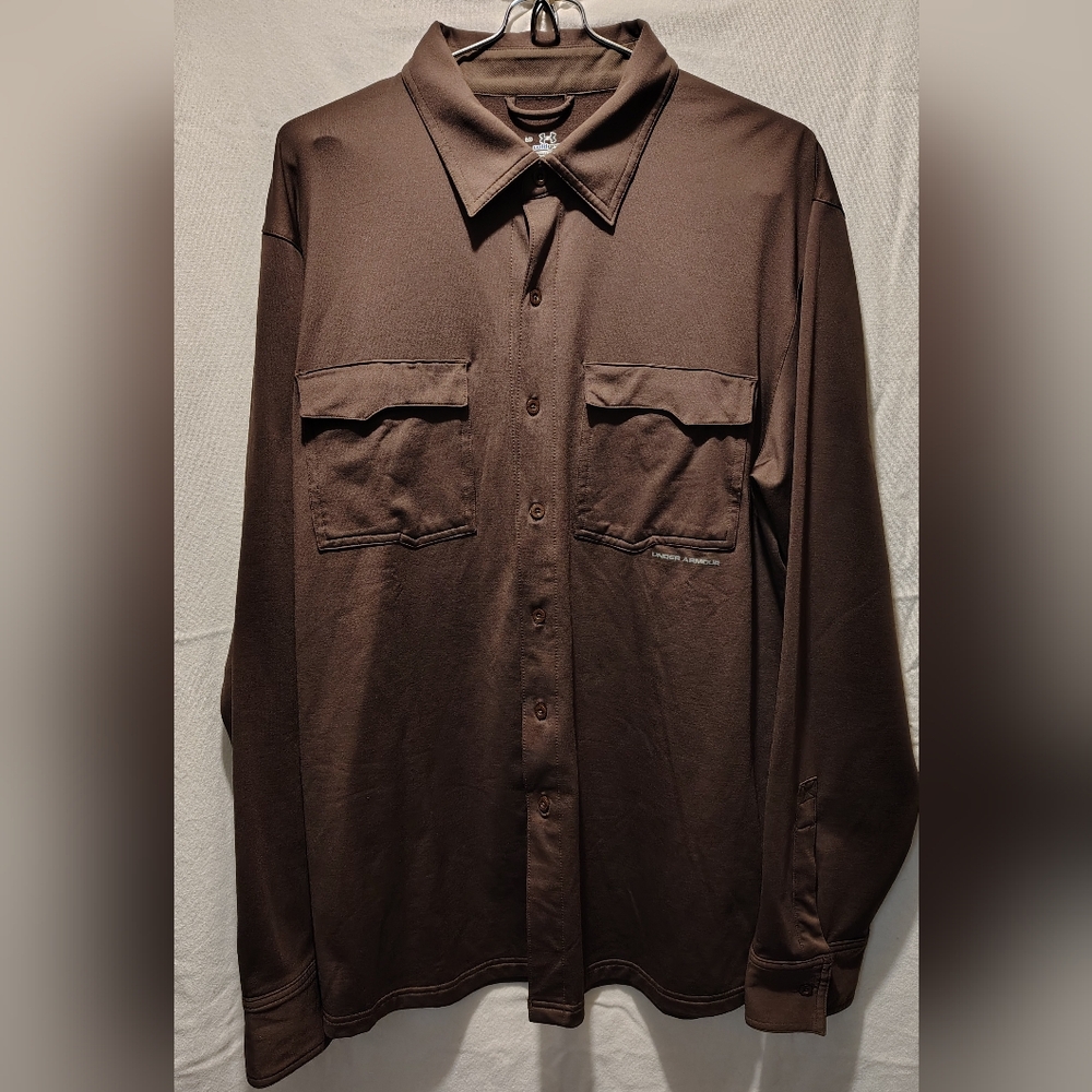Under Armour Brown Long Sleeve Western Style Cold Gear Button Down SZ L NWOT